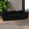 Modern Curve Solid Wood 3 Seater Fabric Sofa - Black Finish