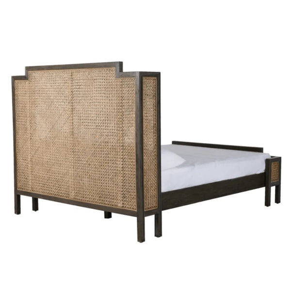 Ambre Vintage Rattan Solid Wood Bed - All Sizes