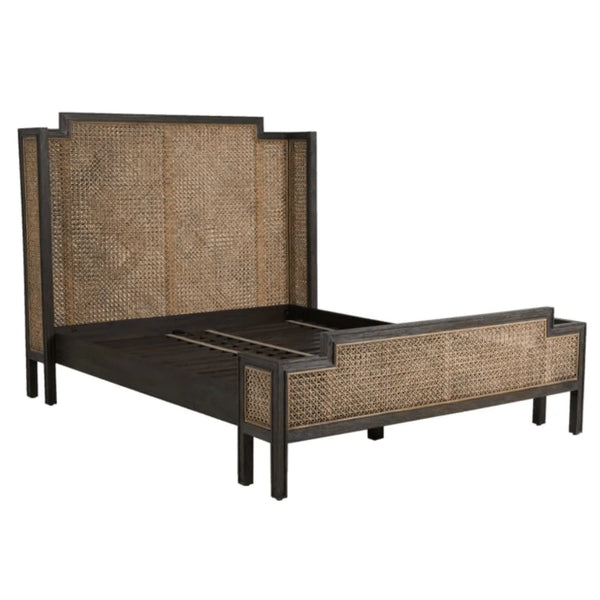 Ambre Vintage Rattan Solid Wood Bed - All Sizes