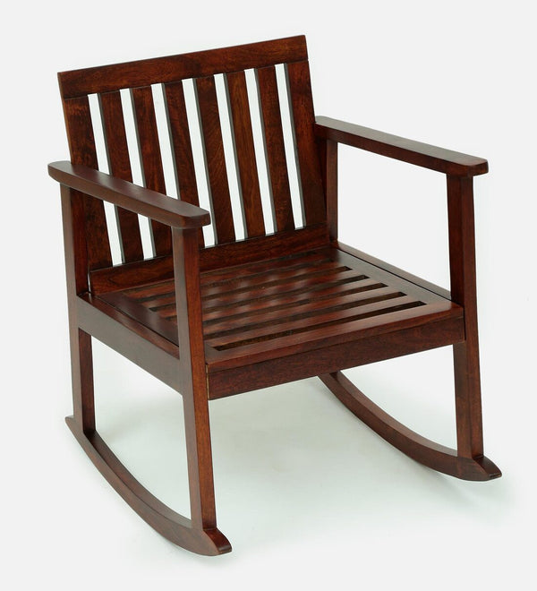 Modern Solid Wood Rocking Chair in Honey Oak Finish