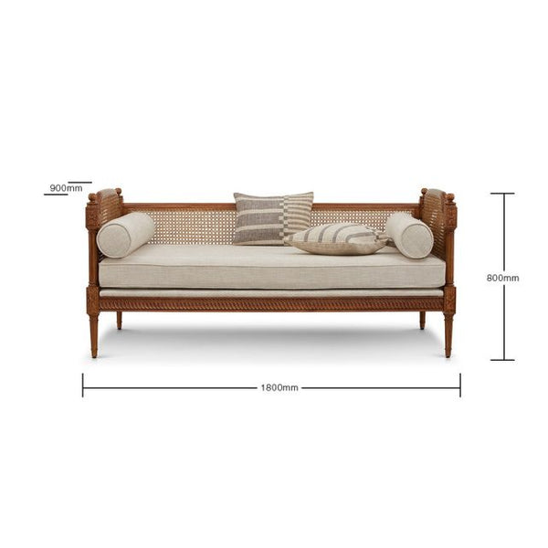 Classic Rattan Solid Wood Daybed - Natural Finish