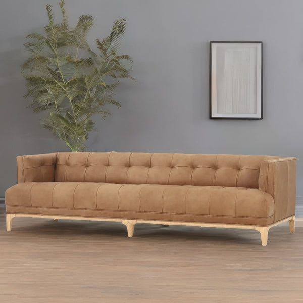 Modern 3 Seater Fabric Sofa - Brown Finish
