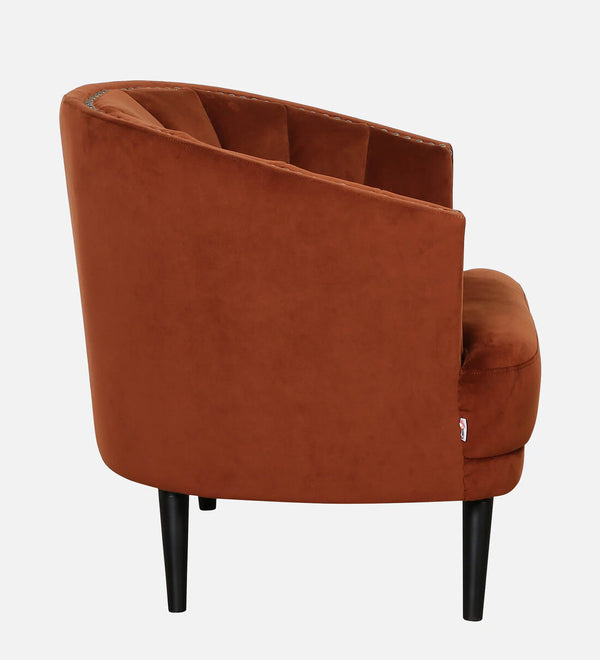 Elizabeth Premium Velvet Fabric Rust Brown Colour Barrel Chair