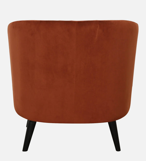 Elizabeth Premium Velvet Fabric Rust Brown Colour Barrel Chair