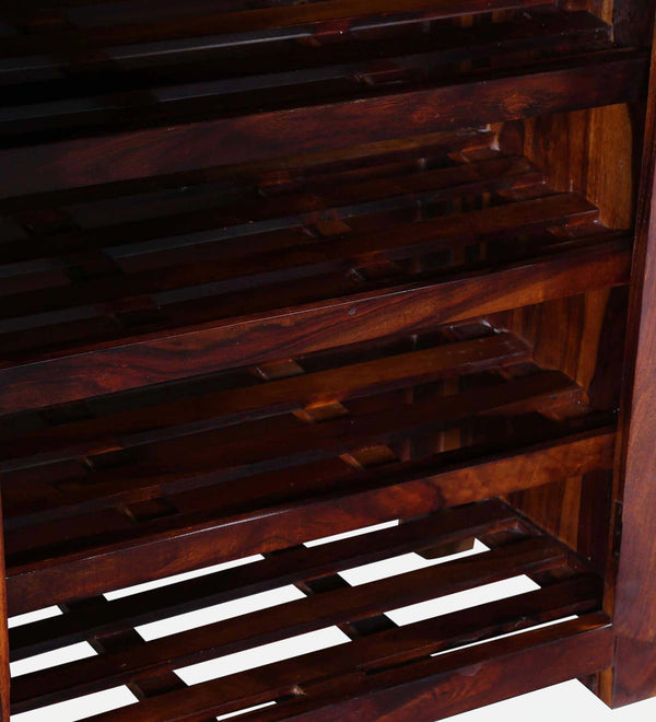 Classic Sheesham Wood Shoe Cabinet In Honey Oak Finish