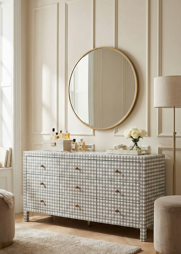 Elysian Canvas Chest Of 9 Drawer And Dresser