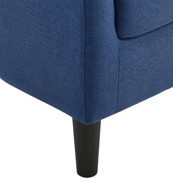 Modern Fabric Royal Blue Wooden Barrel Chair