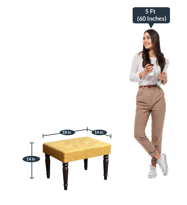 Classic Solid Sheesham Wood & Fabric Foot Stool