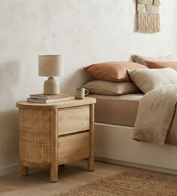 Elara Rattan 2 Drawer BedsideTable