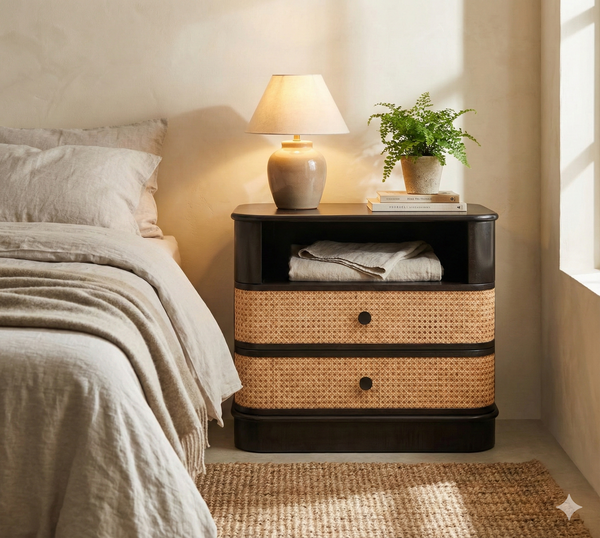 Haven Rattan SolidWood Bedside Table