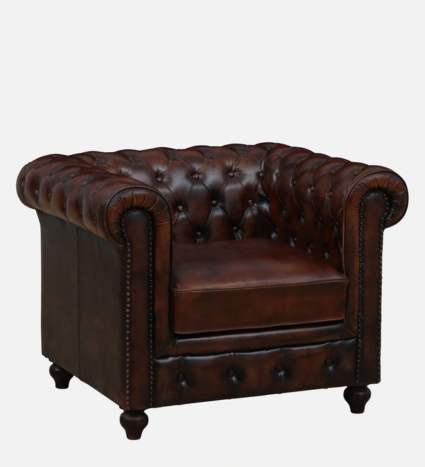 Chesterfield Leather One Seater Sofa