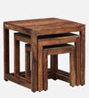 Classic Sheesham Wood Set of 3 Side Table In Rustic Teak