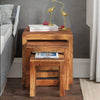 Classic Sheesham Wood Set of 3 Side Table In Rustic Teak