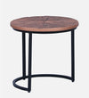 Industrial Solid Wood Set of 3 Side Table In Black Finish