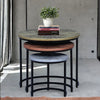 Industrial Solid Wood Set of 3 Side Table In Black Finish