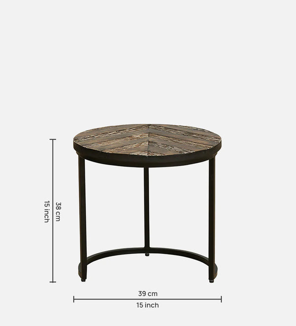 Industrial Nest of Side Tables | Dark Distressed Finish