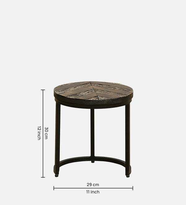 Industrial Nest of Side Tables | Dark Distressed Finish