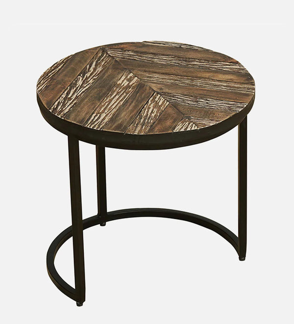 Industrial Nest of Side Tables | Dark Distressed Finish