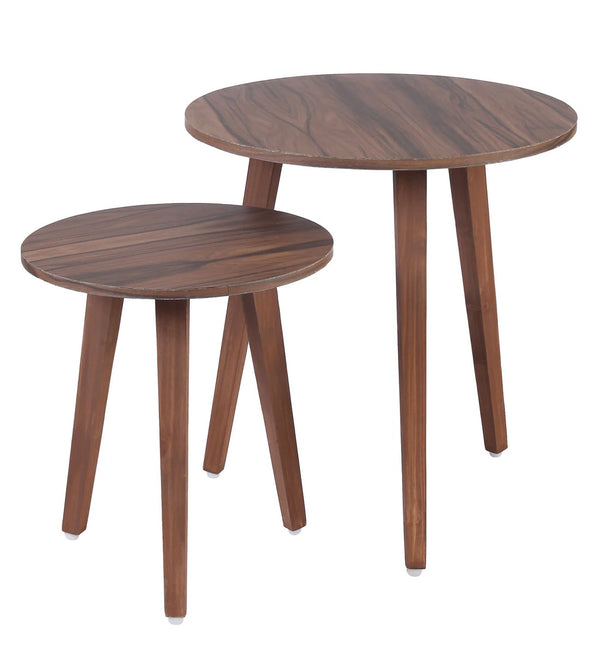 Modern Solid Wood Set of 2 Side Table In Brown