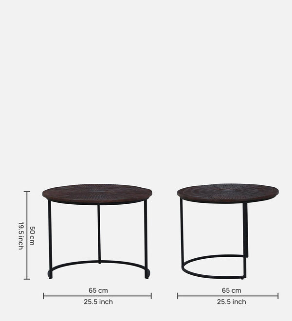 End Tables for Living Room Set of 2 - Walnut Finish