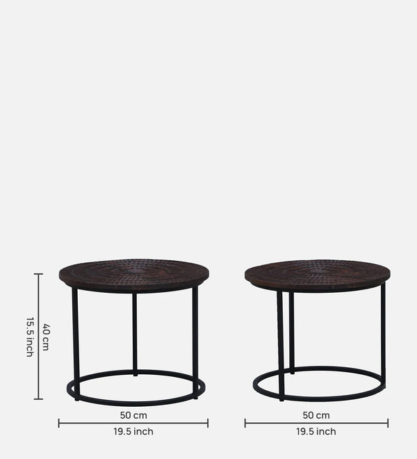 End Tables for Living Room Set of 2 - Walnut Finish