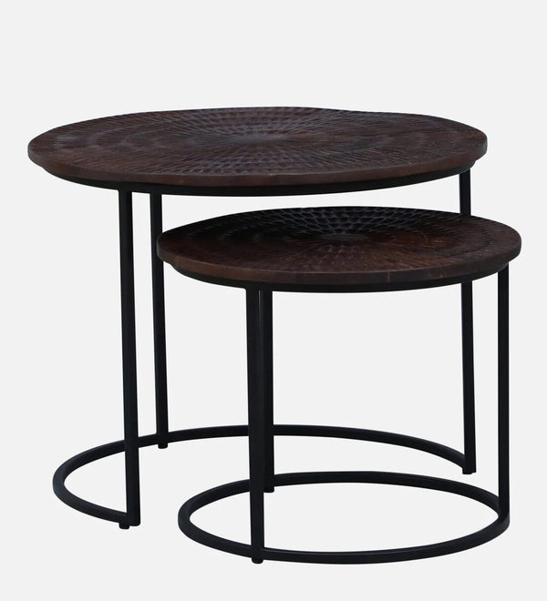 End Tables for Living Room Set of 2 - Walnut Finish