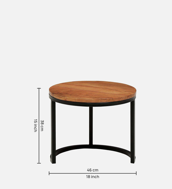 Classic Solid Wood Set of 2 Side Table In Dark Natural Finish