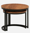 Classic Solid Wood Set of 2 Side Table In Dark Natural Finish