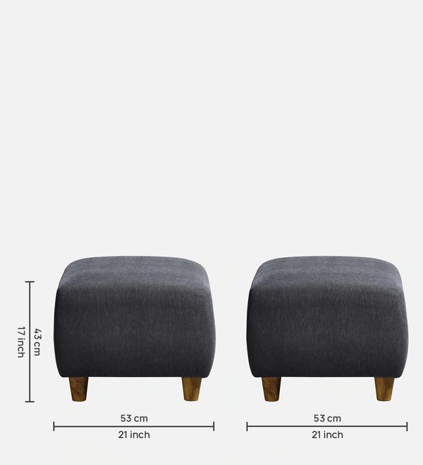 Modern Solid Wood Ottoman in Grey Colour