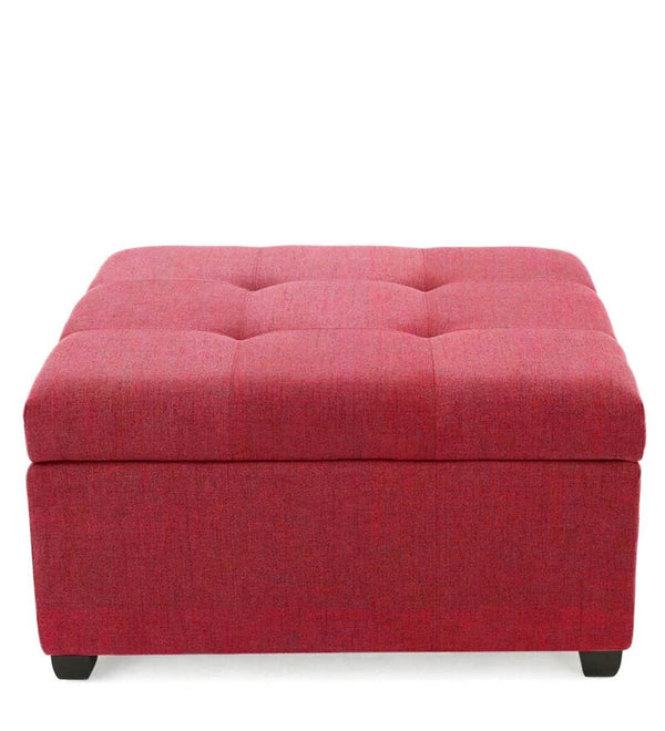 Modern Solid Wood Ottoman in Blood Maroon Colour