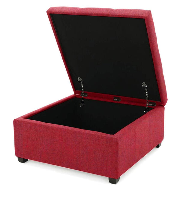 Modern Solid Wood Ottoman in Blood Maroon Colour