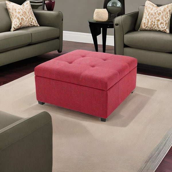 Modern Solid Wood Ottoman in Blood Maroon Colour