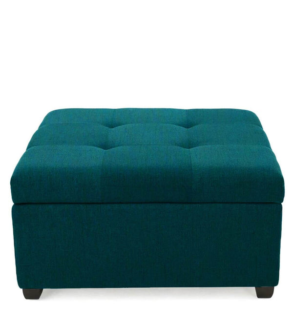 Modern Solid Wood Ottoman in Sea Green Colour