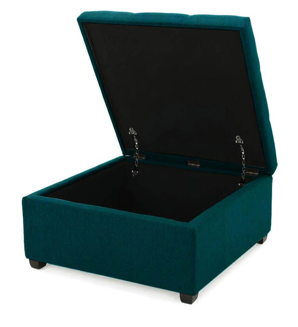 Modern Solid Wood Ottoman in Sea Green Colour