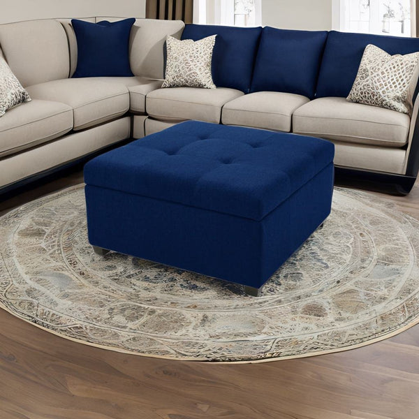 Modern Solid Wood Ottoman in Royal Blue