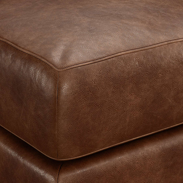 Huston Leather Ottoman In Brown