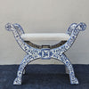 Indigo Roman Style Bone Inlay Ottoman