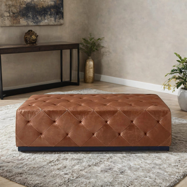Diego Leather Tufted Ottoman