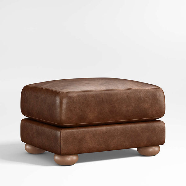 Huston Leather Ottoman In Brown