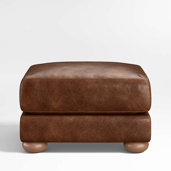 Huston Leather Ottoman In Brown
