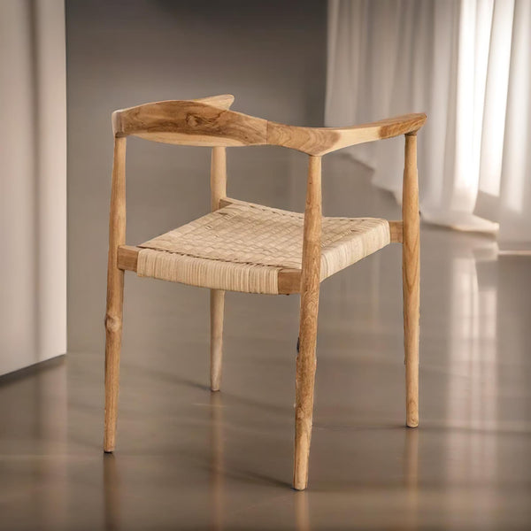 Classic Solid Teakwood Dining Table Set Rattan Chairs – 4 Seater, 6 Seater – All Sizes