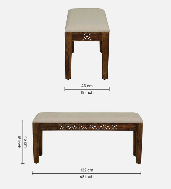 Sheesham Wood Bench - Beige Teak Finish