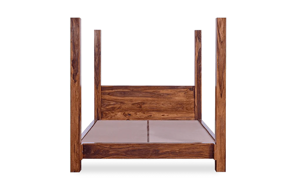 Classic Sheesham Wood Poster Bed In Honey Finish