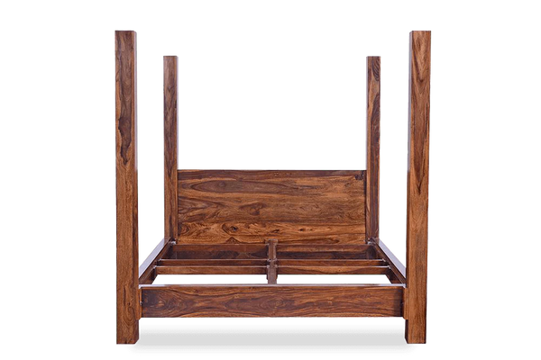 Classic Sheesham Wood Poster Bed In Honey Finish
