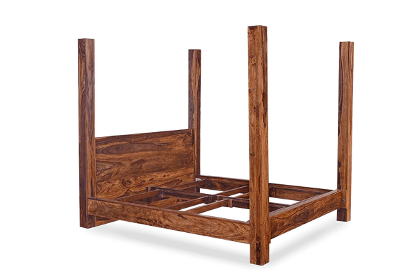 Clovis Sheesham Wood Poster Bed In Honey Finish