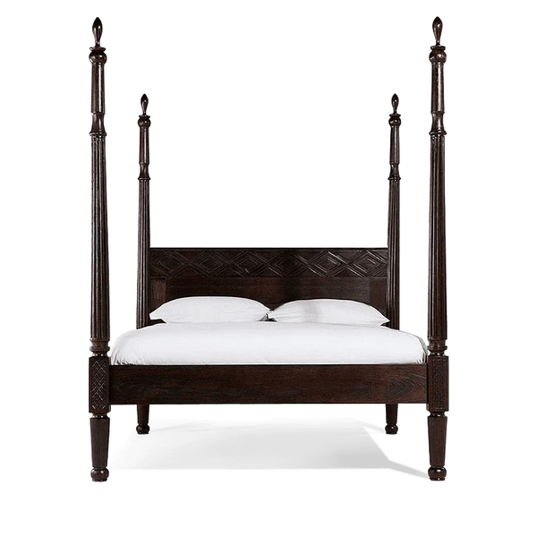 Imperial Solid Wood Poster Bed In Walnut Finish