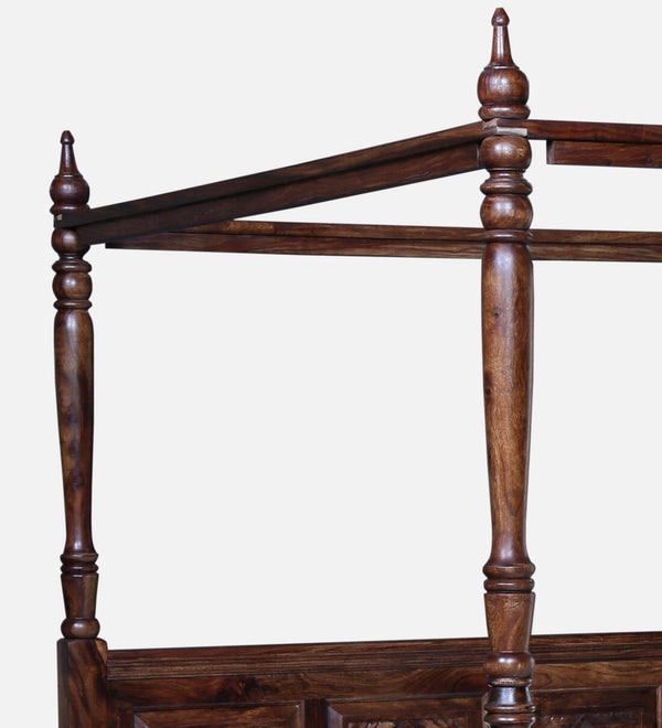 Royal Sheesham Wood Poster Bed In Provincial Teak Finish