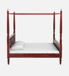 Rao Traditional Sheesham Wood Poster Bed In Honey Oak Finish