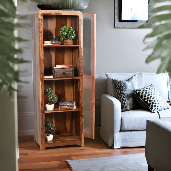 Modern Mehran Elementary Classsy Sheesham Wood Honey Bookcase