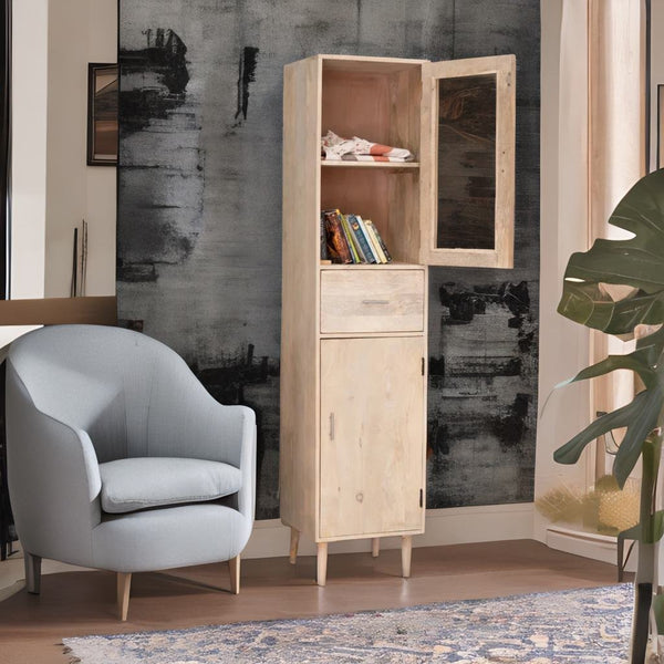 Modern Irish Classsy Mango Wood Off White Finish Bookcase